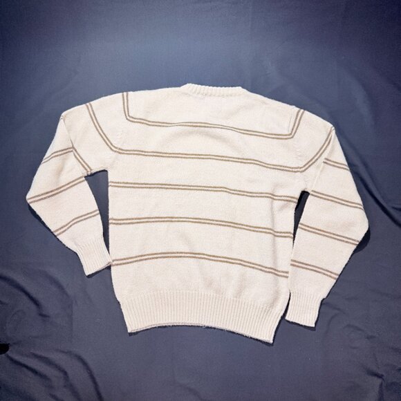 Le Tigre Mens Sweater Large Cream Brown Stripe - Picture 3 of 7